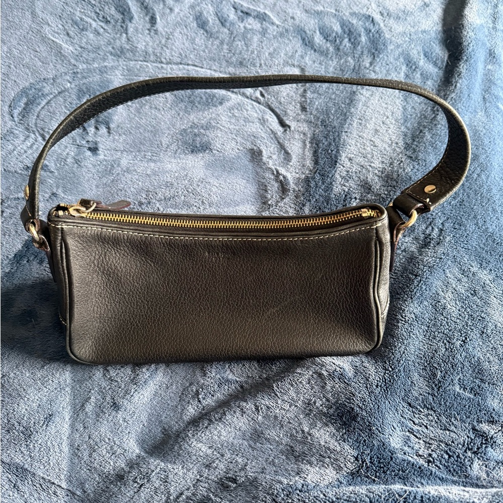 kate spade Vintage Black Leather Shoulder Bag with Gold Zipper